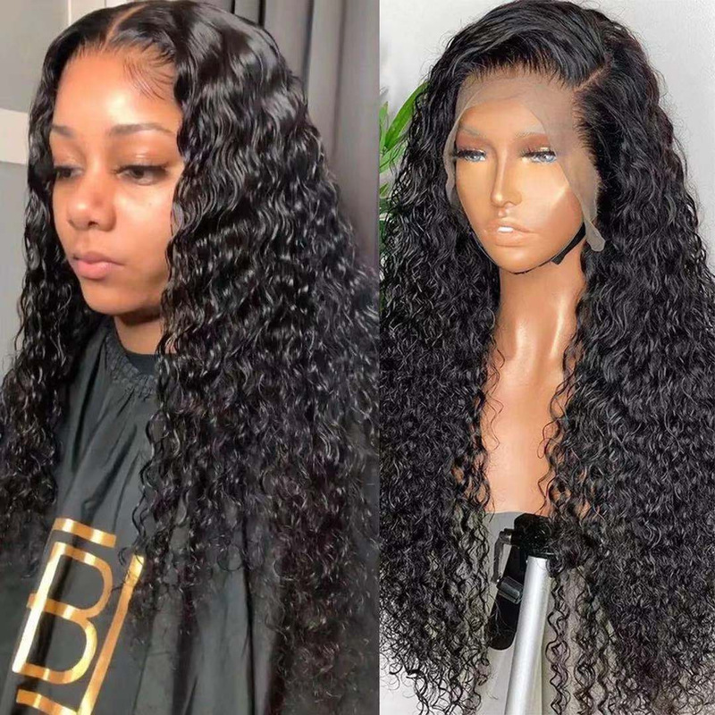 Cross-Border European and American African Small Volume Lace Front Wig Heat-Resistant Synthetic Wig Hair Black Cross-Border European and American African Small Volume Lace Front Wig Heat-Resistant Synthetic Wig Hair Black