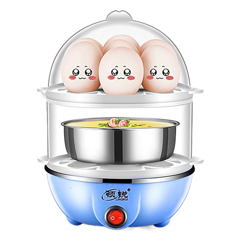 Lingrui Пароварка для яиц Мини Многофункциональный яйцеварка из нержавеющей стали Бытовая двухслойная яйцеварка машина для завтрака небольшая бытовая техника