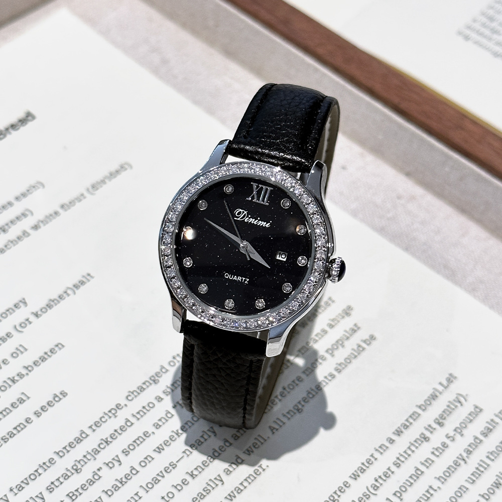 Dimini Niche Accessible Luxury Women's Watch Feminine Fashion Simple Diamond Starry Sky Face High-End Belt Women's Watch