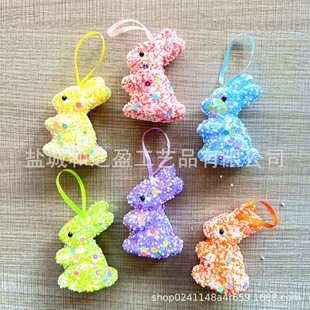 Cross-border Easter Bunny Pendant Foam Particle Sequin Bunny Decoration Easter Festival Hanging Ornaments