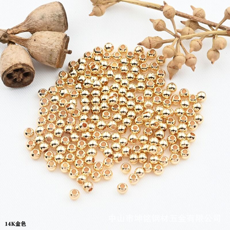 Color Preservation 14K Pack Gold Beads Transfer Beads Small Gold Beaded Surface Solid DIY Jewelry Handmade Beaded Accessories Scattered Beads Color Preservation 14K Pack Gold Beads Transfer Beads Small Gold Beaded Surface Solid DIY Jewelry Handmade Beaded Accessories Scattered Beads