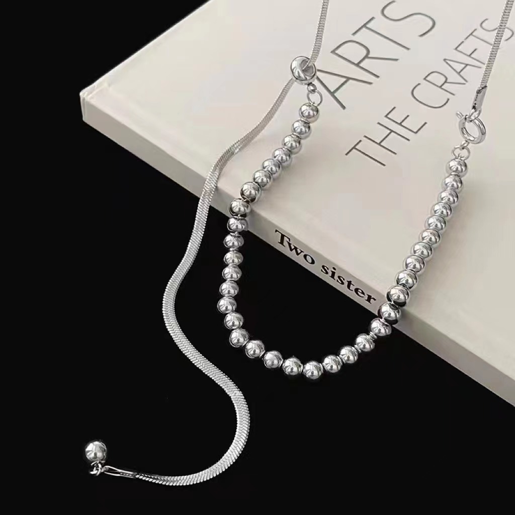 Collar elegante con cuentas para mujer cadena clavícula acero_voghion.com