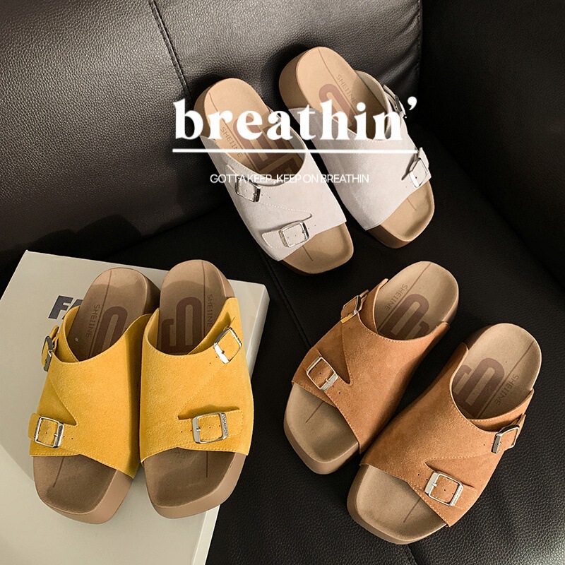 Genuine Leather Fish Mouth Birkenstock Slippers for Women 2025 Summer New Outer Wear Thick-Soled Non-Slip Slippers Casual Versatile Sandals