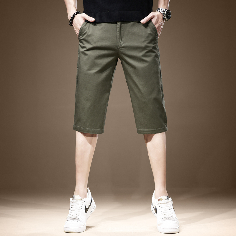 Summer Business Straight-Leg Cropped Casual Shorts for Men, Summer Ice Silk Thin Cool Slim Fit Stretch Breathable Mid-Length Shorts for Men