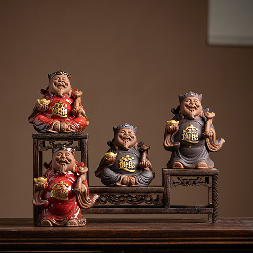 The God of Wealth attracts wealth, Buddha statue, God of Wealth lamp circle ornaments, office home offerings, home decorations, opening gifts