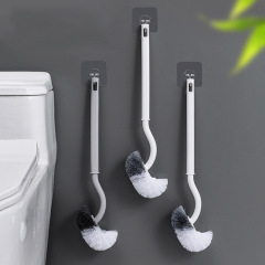 曲がった長い柄の清潔なトイレの壁掛け型s型トイレブラシ多機能トイレブラシ死角のない清潔なブラシ