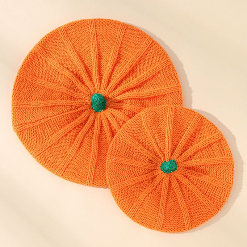 スポット秋冬親子ニット帽新型ハロウィーンカボチャ保温ベレーニット帽冬卸売り|undefined