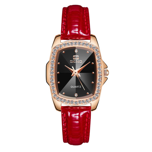 SENO Chennuo one piece drop shipping European and American retro square diamond women's belt watch simple water diamond British women's watch
