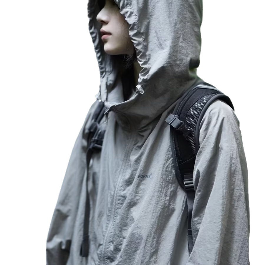 2024 Hong Kong viento con capucha ropa de protección solar chaqueta fina para hombre ropa de protección solar transpirable ropa de piel gabardina de talla grande image 5