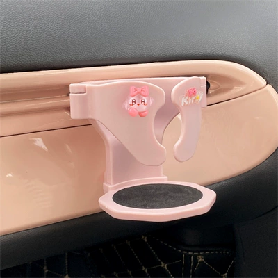 Mount for Air Vent, Car cup holder/beverage holder - bowtie-kirby-water-bottle-holder-pink