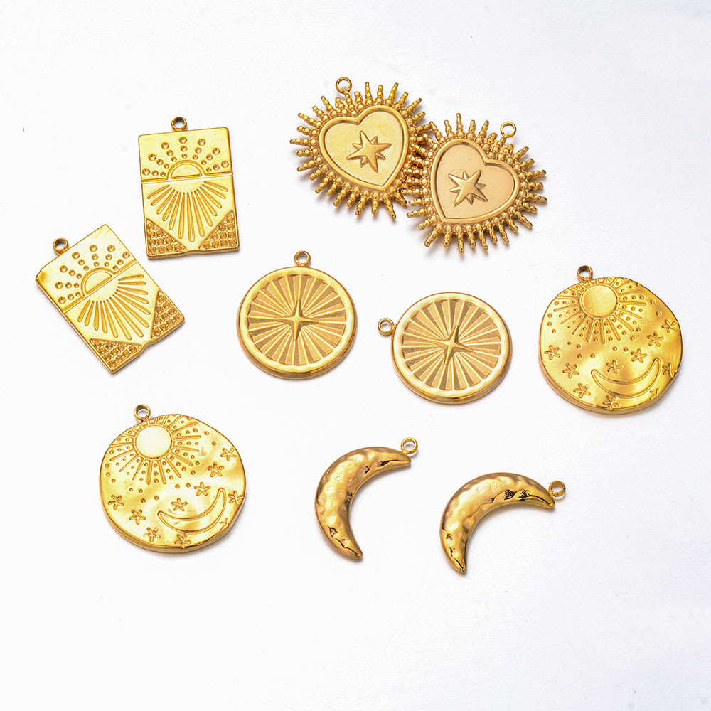304 Stainless Steel Material 5 PCS/Package Stainless Steel Star Moon Heart Shape Pendant