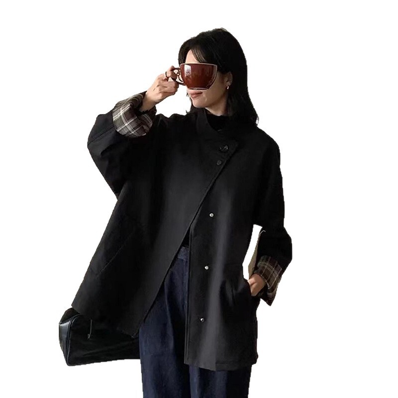 2025秋季新款高级感小个子短款风衣女宽松休闲短外套复古简约日系|undefined