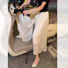 凉凉阔腿裤女夏季薄款2025新款七分高腰宽松小个子仙女白色裙裤