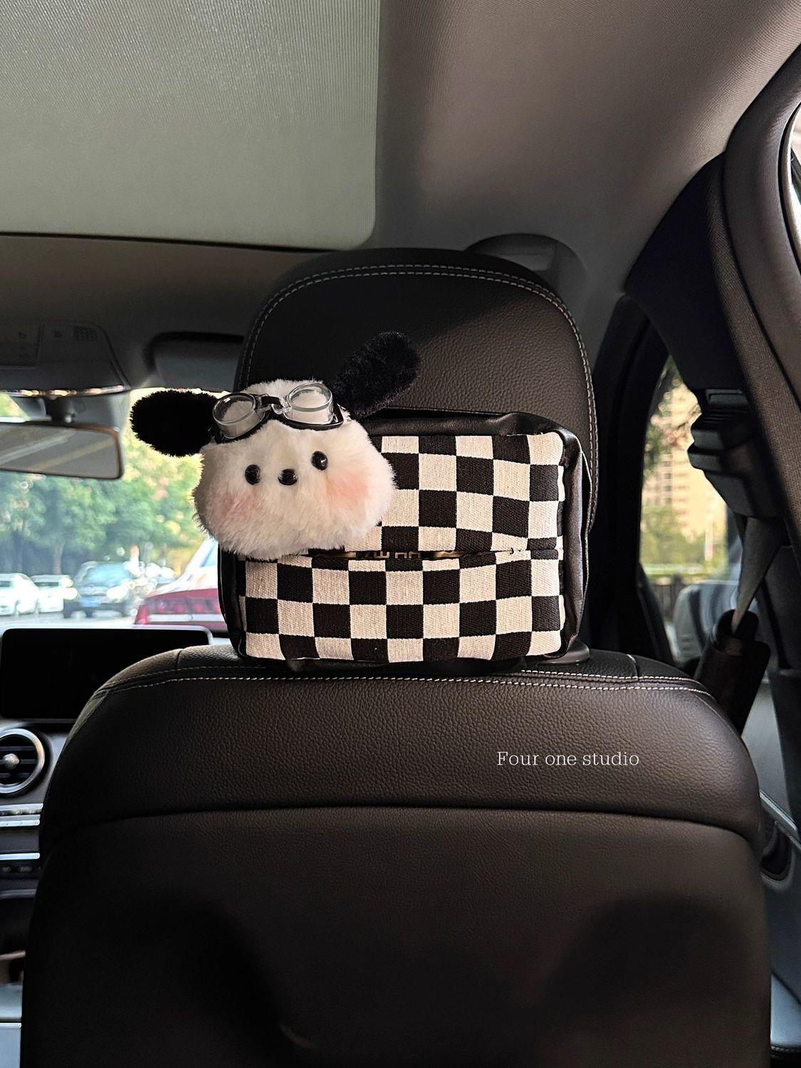 Cute car tissue box, tissue holder, little dog car hanging tissue bag, car decoration, dashboard ornament