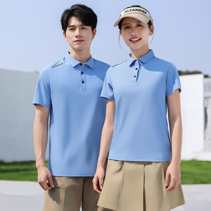 Summer Men's Solid Color Polo Shirt with Custom Logo, Turn-Down Collar T-Shirt, Blank Short-Sleeve Workwear, Embroidered Cultural Shirt
