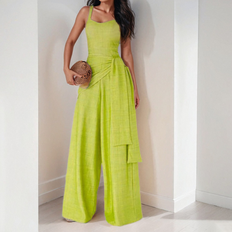 2026 primavera nueva moda europea y americana de comercio exterior de mujeres de color sólido elegante correa pantalones rectos