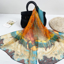 杭州丝绸高档桑蚕丝丝巾女春秋季百搭时尚真丝围巾洋气旅游披肩