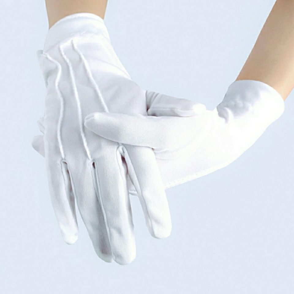 Guantes blancos tres costillas poliéster algodón etiqueta conductor conducción fitness reloj rendimiento belleza inspección de seguridad revisión guantes delgados