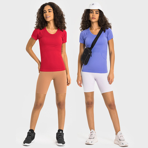 Merillat Merillat  new seamless running slim breathable yoga short-sleeved round neck sports T-shirt