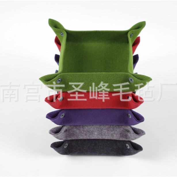 创意多功能毛毡盘 桌面家居手机小杂物收纳盒 食品置篮钥匙遥控杂