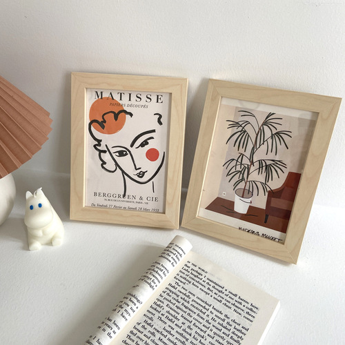 ins home soft decoration light wood grain decorative painting simple desktop ornaments study bedside painting wooden picture frame table