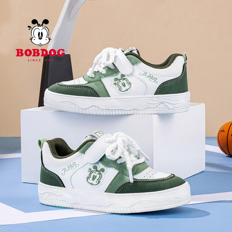 Authentic Babu Bean Children's Cricket Shoes 2024 Spring New Girl's Little White Shoes Boys Korean Edition Middle and Big Children's Leather Trendy