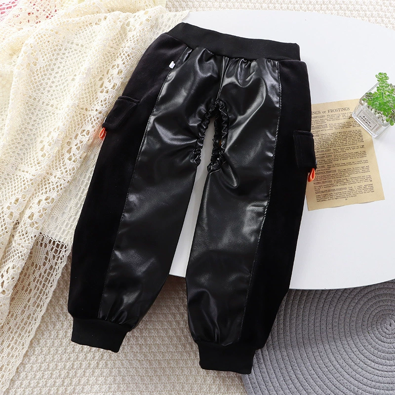 Детские влагостойкие кожаные штаны для мальчиков и девочек, штаны для подгузников с открытым шаговым швом, детские непромокаемые штаны, детский зимний чехол, комплект хлопковых штанов