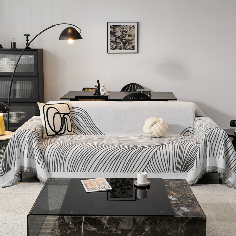 Toalla de sofá de línea de chenilla, moderno, simple, de alta gama, cojín de sofá de cubierta completa, cubierta de sofá resistente al desgaste disponible de doble cara