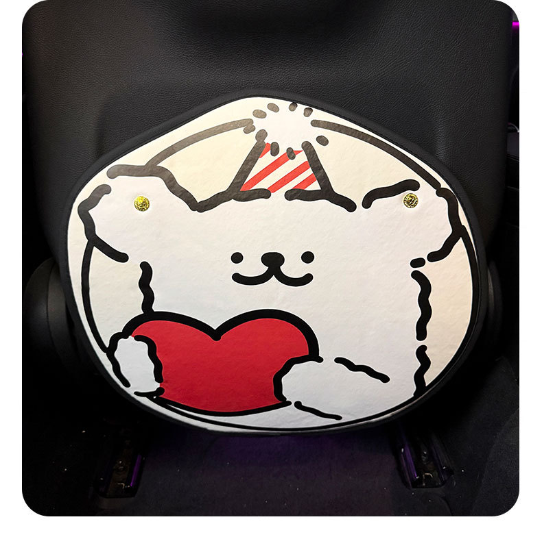 Car Seat Back Anti-Kick Pad for Women Cute Line Puppy Car Leather Seat Back Anti-Fouling Pad Cartoon Protective Pad