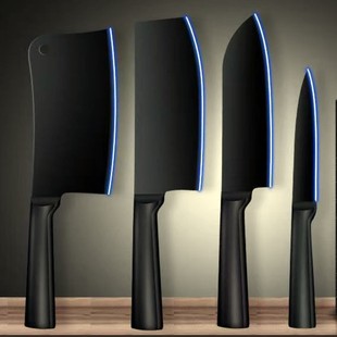 Black Blade Knives Kitchen suit Cutting Board Kitchen Stainless Steel Fruit Knife Household Chopper Combination Sharp Chef Knife