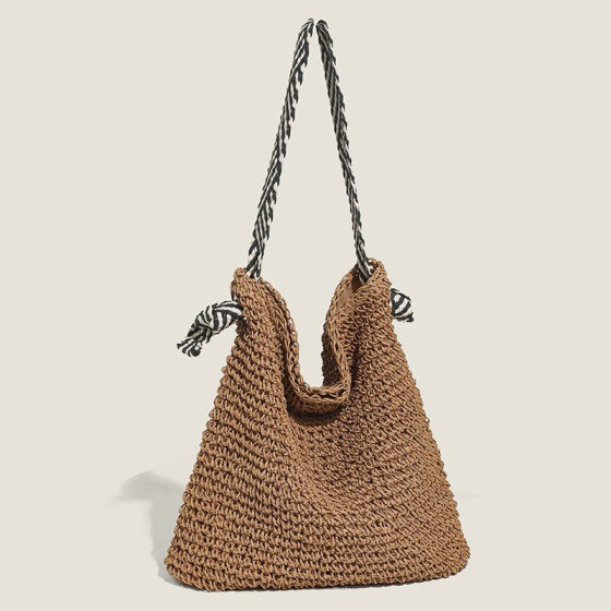 Han Feng Straw Woven Bag Women's Handbag All-match Seaside Vacation Woven Beach Bag Large Capacity Shoulder Underarm Bag