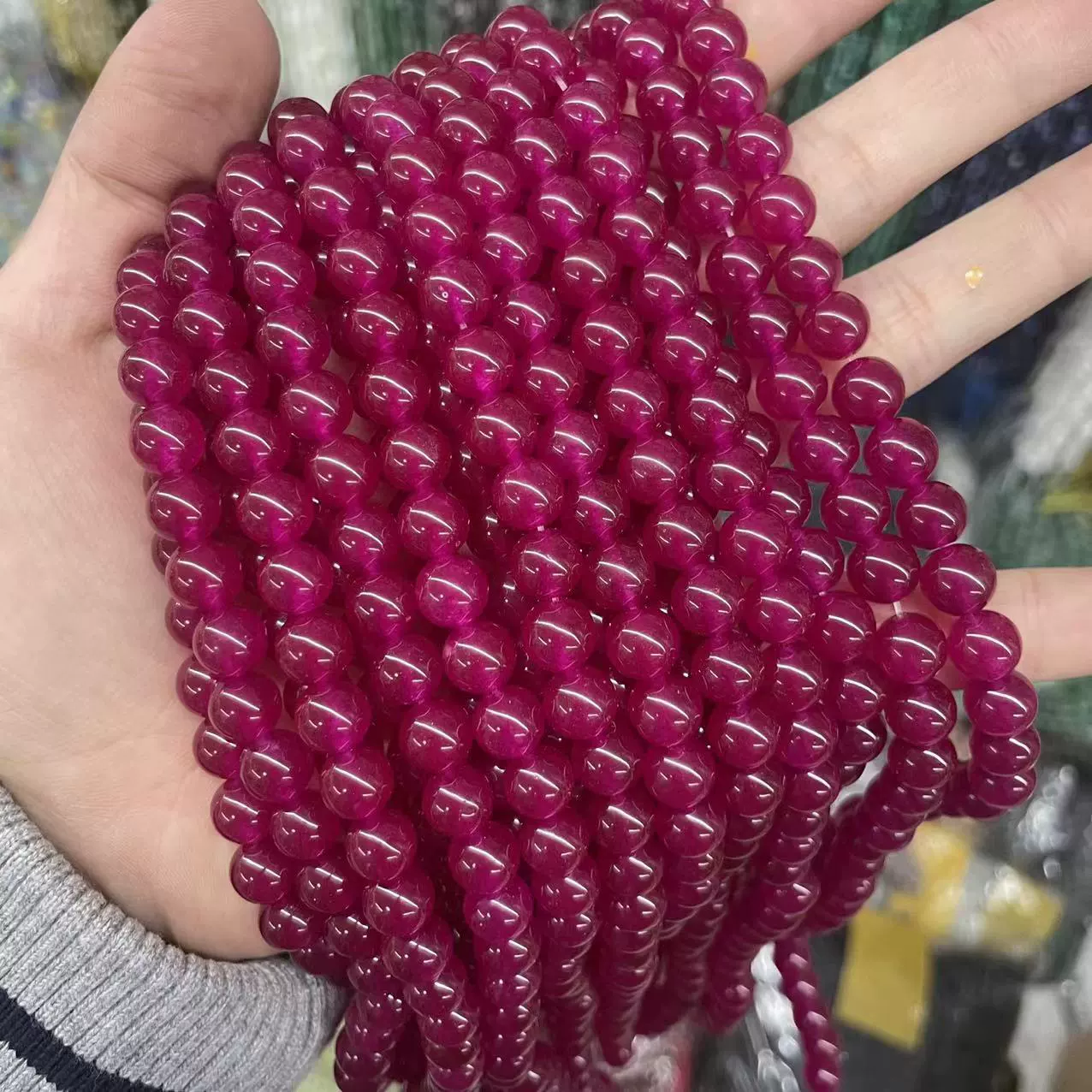 Organic round beads jade, accessories handmade, (Physicals)