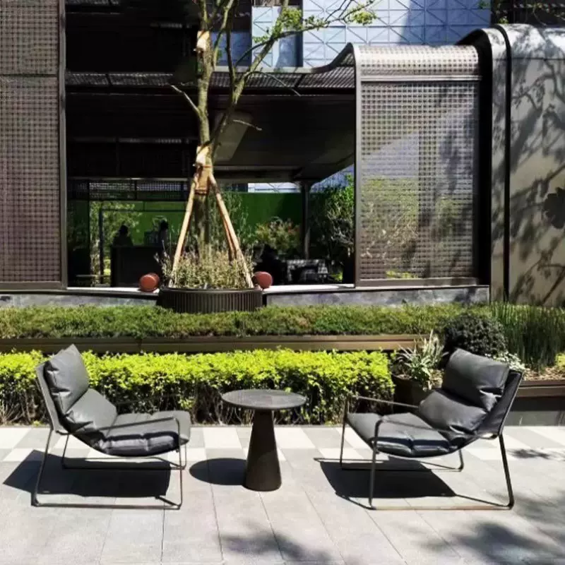 户外不锈钢单人沙发椅躺椅防水防晒庭院阳台创意茶桌椅组合家具