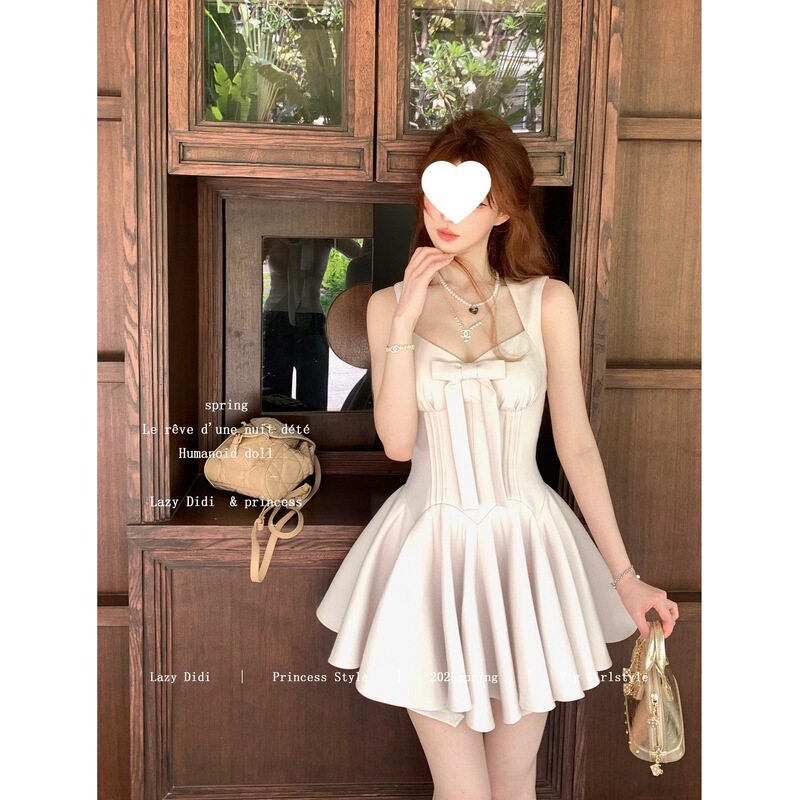 Lazy Didi Rose Life 4m スカート プリンセスドレス リボン ゴールデン ノースリーブ ウエストドレス|undefined