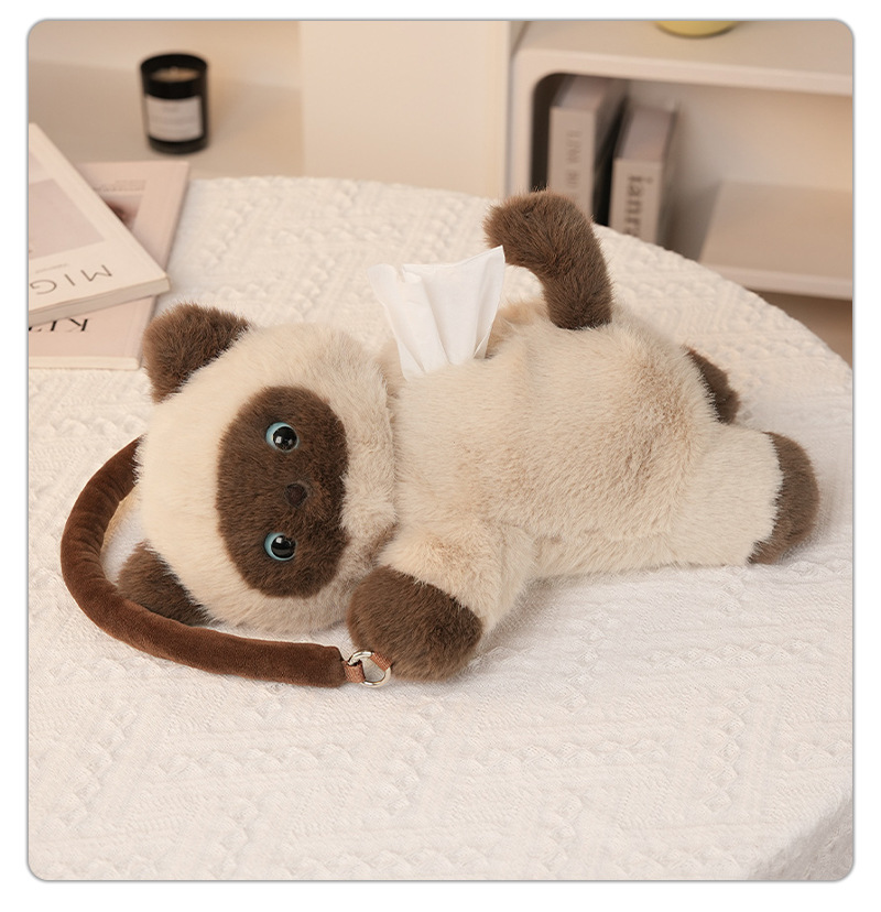 Cartoon Cute Kitten Tissue Box Office Desktop Decoration Tissue Holder Multifunctional Car Hanging Tissue Bag
