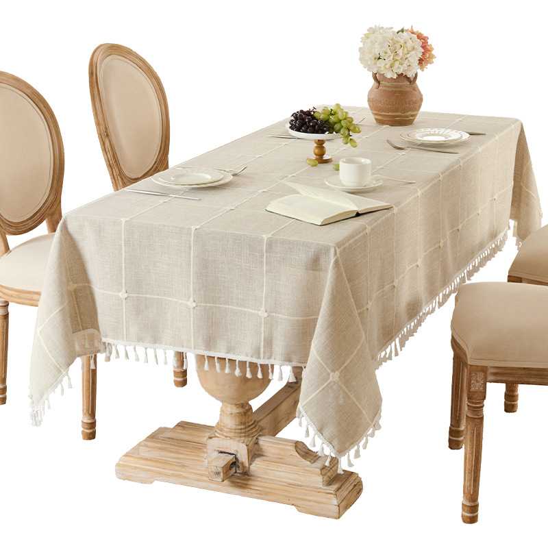 Amazon para la mesa impermeable tela de mesa de cuadrilátero atmósfera de mesa de comedor casa antideslizante Jacquard tejido cubierta de mesa de té
