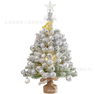 【麦粒工厂】亚马逊新款PVC植绒圣诞树带灯圣诞树桌面迷你树