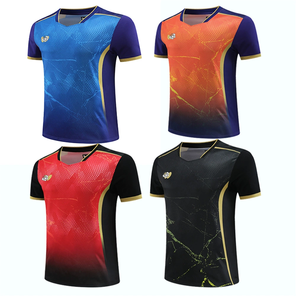 Новый костюм для настольного тенниса для взрослых мужчин и женщин Летний быстрый и дышащий мужской и женский топы для настольного тенниса с короткими рукавами 6507