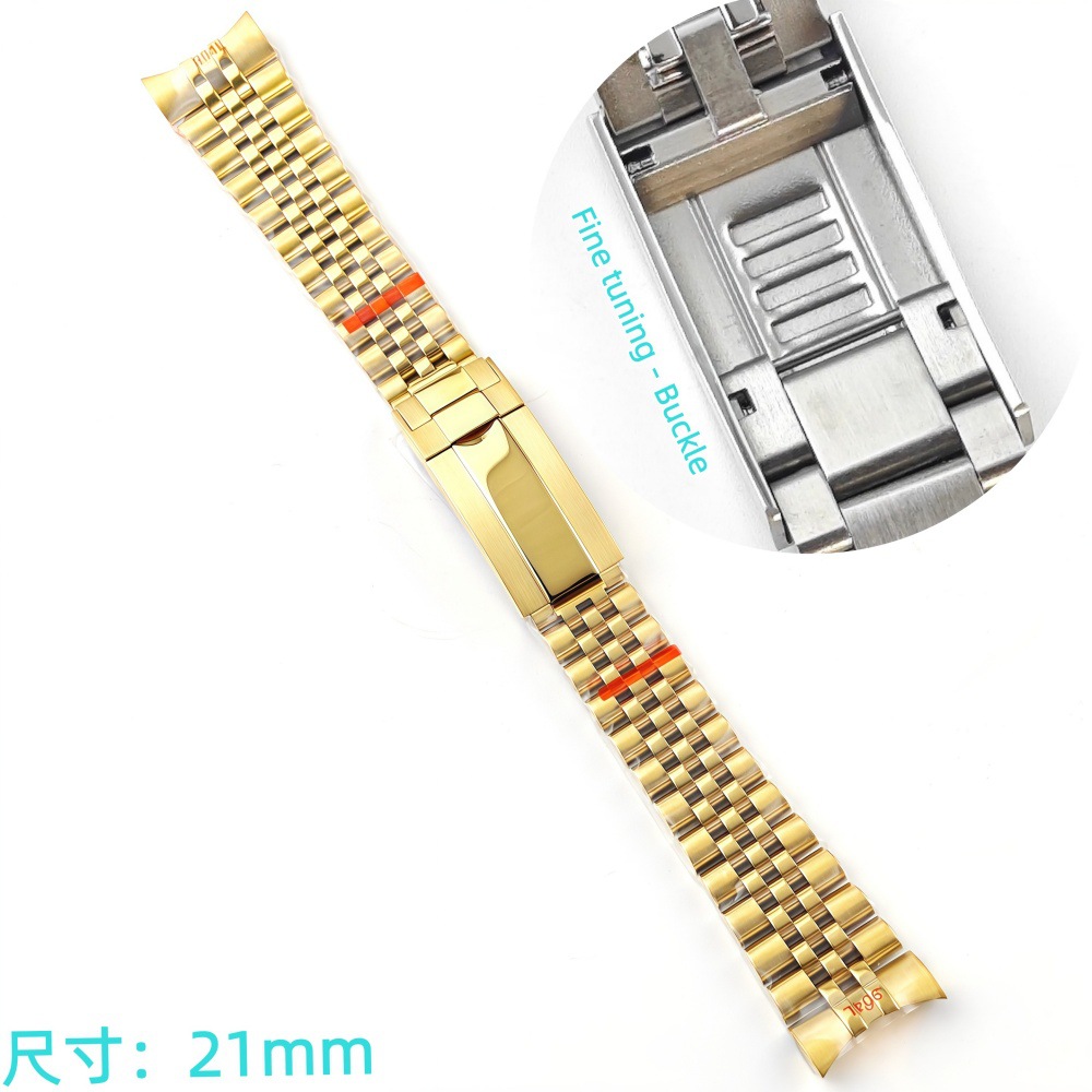 Correa de acero de ajuste fino pulsera de pulsera 21mm sólido de acero plegable accesorios de reloj Renacimiento