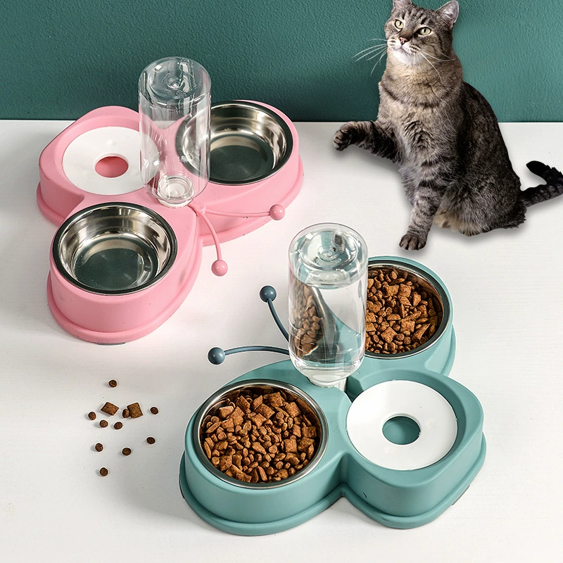 Новая автоматическая кормушка для домашних животных большой емкости PP для кормления собак Двойная чаша кошка автоматическая Питьевая Посуда для домашних животных