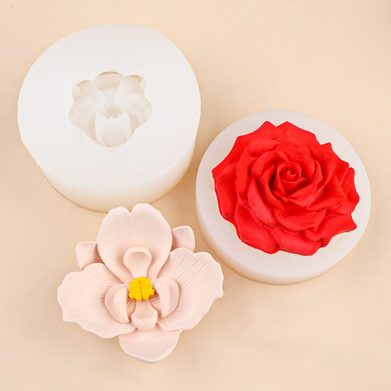 Most three-dimensional rose Phalaenopsis aromatherapy candles handmade soap silicone mold car ornaments drop glue gypsum mold