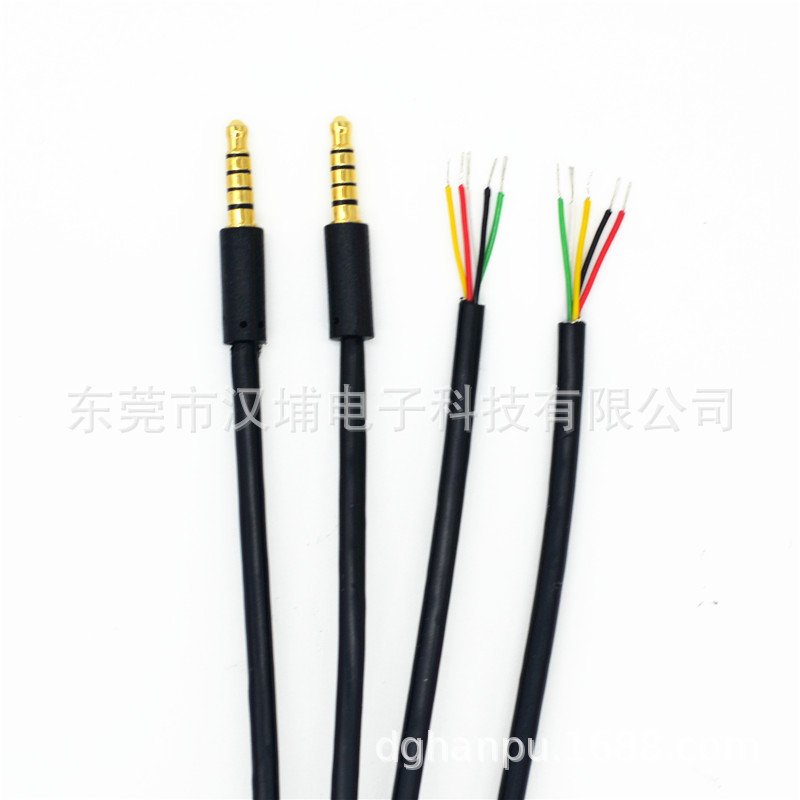 厂家生产镀金3.5mmTRRRS五节音频线 5极3.5mm音频公转公延长线
