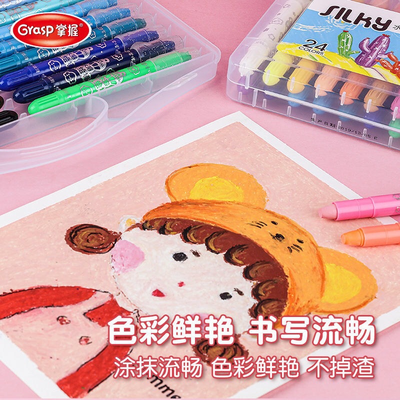Palo colorido giratorio maestro Palo de pintura soluble en agua para niños de 24 colores Lápiz de colores lavable seguro Palo de pintura al óleo para manos no sucias
