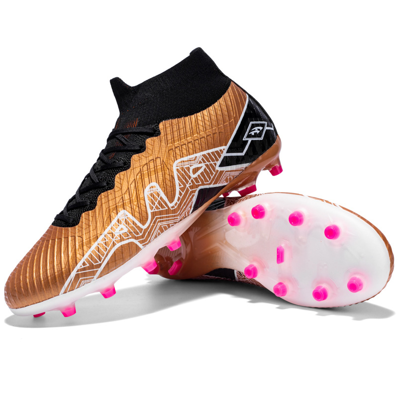 Scarpe da calcio in pelle per il commercio estero transfrontaliero, scarpe da allenamento per studenti giovanili con punte AG alte da uomo_voghion.com