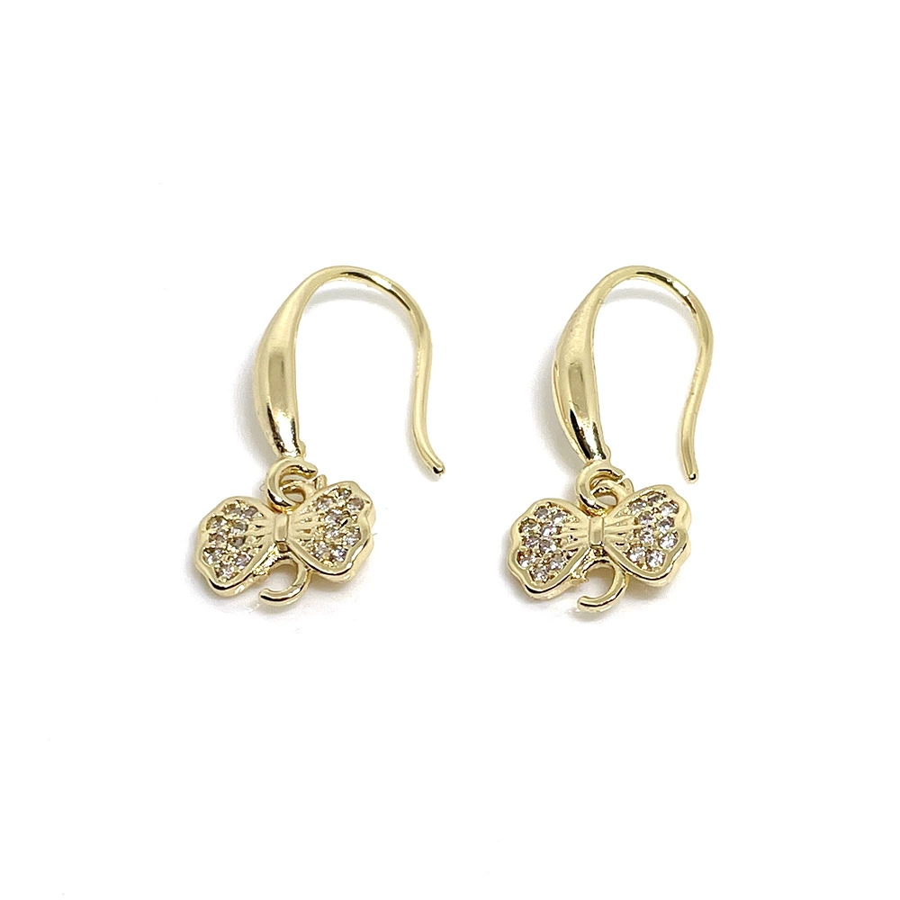 Серьги, аксессуар с zircon с бантом, ручная работа, 14 карат, DIY