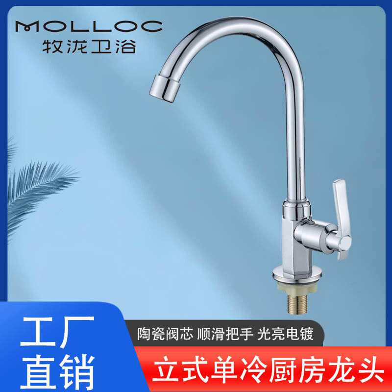 Electroplating kitchen faucet wholesale all copper faucet vegetable basin vertical sink light luxury single Cold Faucet