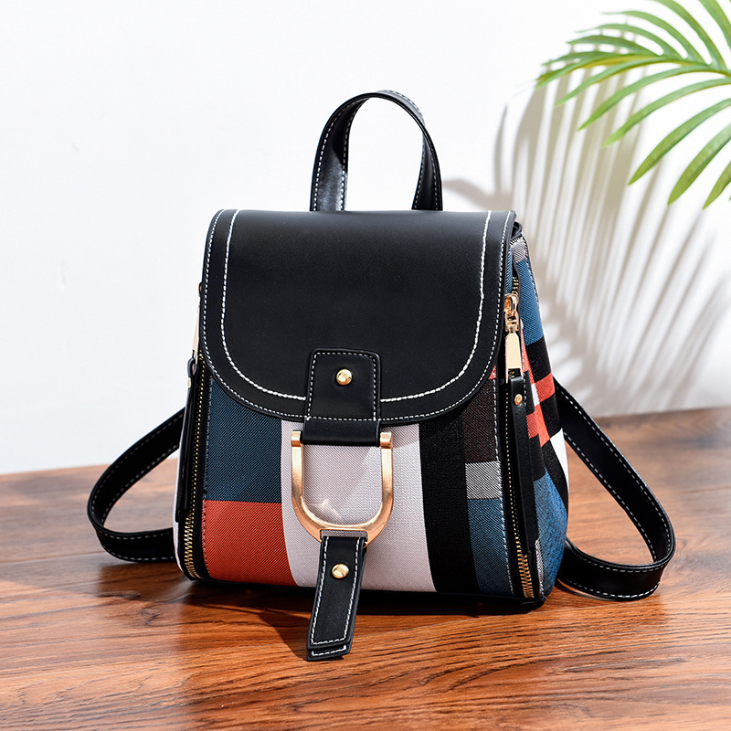 〖Dropshipping〗 Mochila 2025, nueva mochila de estilo coreano, de cuero suave, para viajes, de gran capacidad, para la escuela, con diseño de colores contrastantes