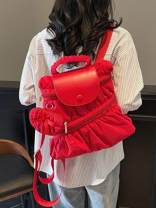 Mochila transfronteriza 2025, nueva moda coreana dulce bolso de mano plegable estilo campus bolso de escuela secundaria