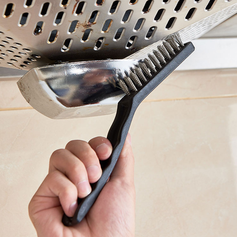Clean three-piece kitchen stove brush range hood sink cleaning brush strong dirt removal shovel knife multi-function gap