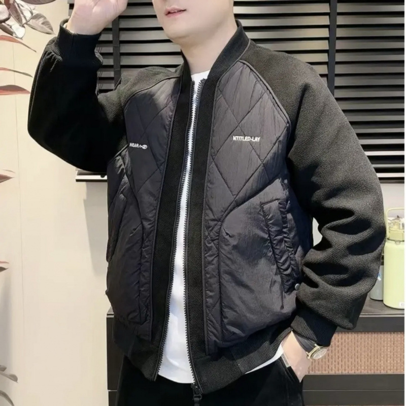 가을과 겨울 남자 누빔안감 바느질 자수 야구 칼라면 패딩 재킷 유행 올 매치 콜드 방지 따뜻한 재킷